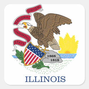 Adesivo Quadrado Bandeira de Illinois