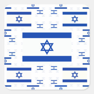 Adesivo Quadrado Bandeira de Israel nas camadas coloridas múltipla