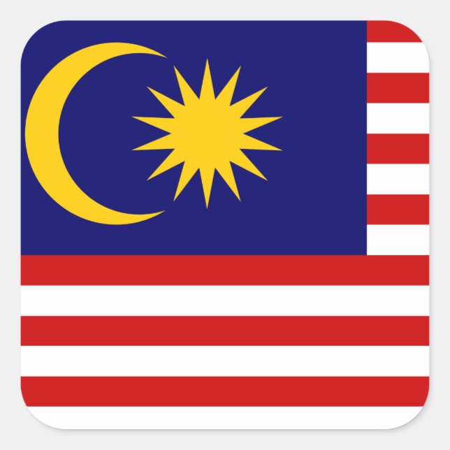 Adesivo Quadrado Bandeira de Malaysia (Frente)