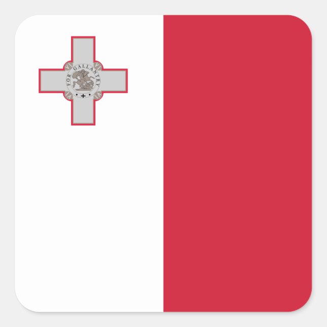 Adesivo Quadrado Bandeira de Malta (maltês) (Frente)
