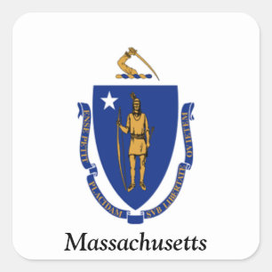 Adesivo Quadrado Bandeira de Massachusetts