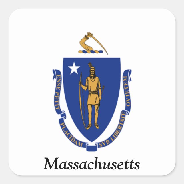 Adesivo Quadrado Bandeira de Massachusetts (Frente)