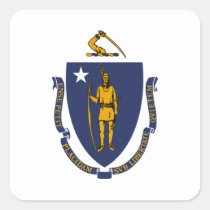 Adesivo Quadrado bandeira de Massachusetts