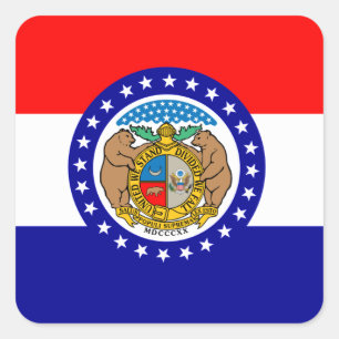 Adesivo Quadrado Bandeira de Missouri