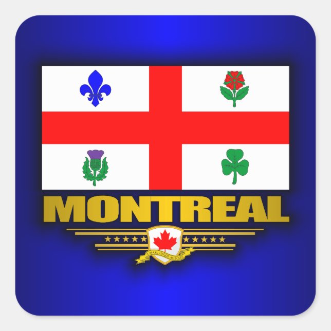 Adesivo Quadrado Bandeira de Montreal (Frente)