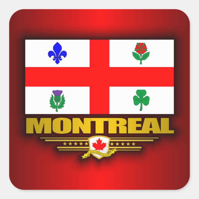 Adesivo Quadrado Bandeira de Montreal (Frente)