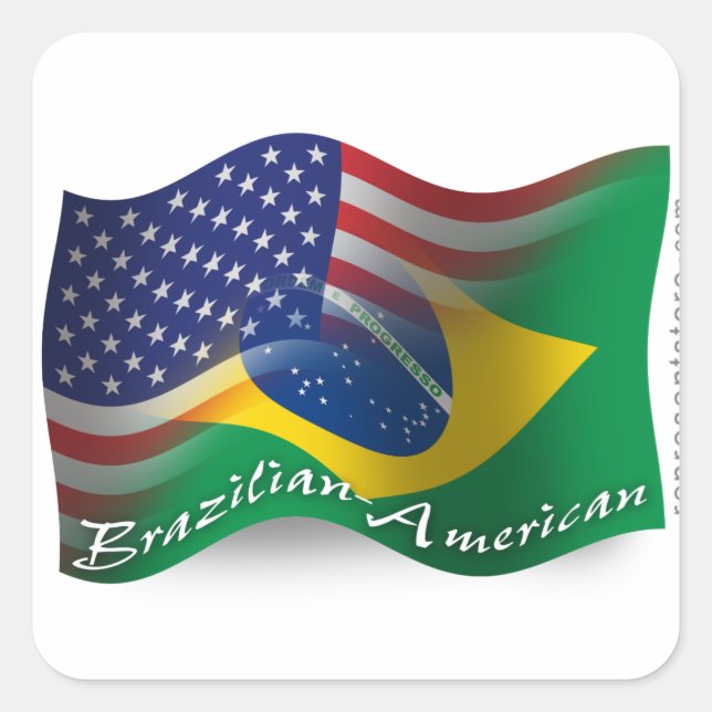 Adesivo Quadrado Bandeira de ondas brasileira-americana (Frente)