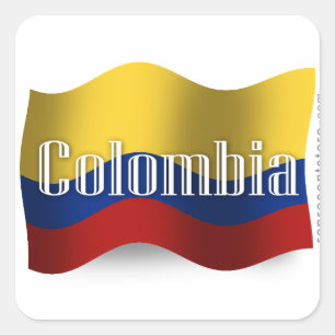 Adesivo Quadrado Bandeira de ondulação de Colômbia