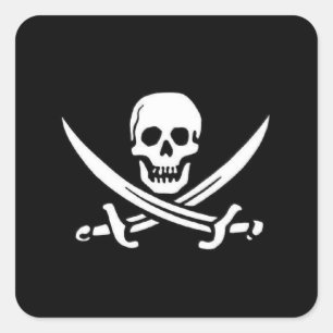 Adesivo Quadrado Bandeira de pirata