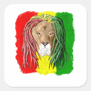Adesivo Quadrado Bandeira de Rasta Lion Jamaican Reggae