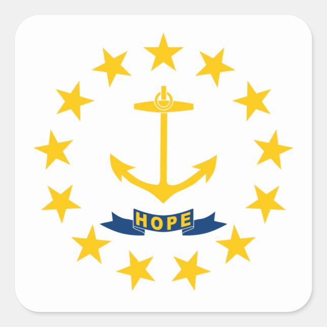 Adesivo Quadrado Bandeira de Rhode Island (Frente)