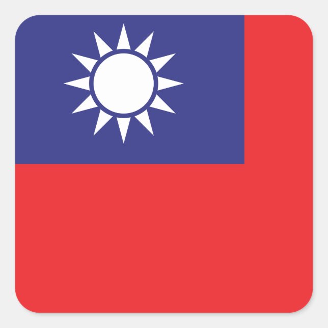 Adesivo Quadrado Bandeira de Taiwan (Frente)