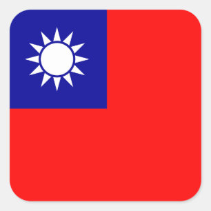 Adesivo Quadrado Bandeira de Taiwan, pavilhão de Taiwan