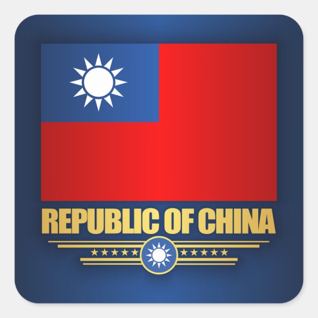 Adesivo Quadrado Bandeira de Taiwan (República da China) (Frente)