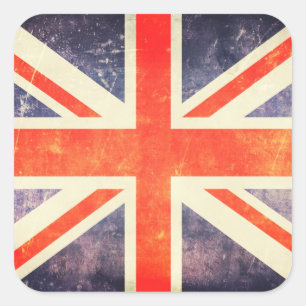Adesivo Quadrado Bandeira de Union Jack do vintage