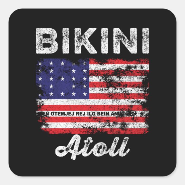 Adesivo Quadrado Bandeira do Atoll Bikini Afetado Sinalizador Bikin (Frente)
