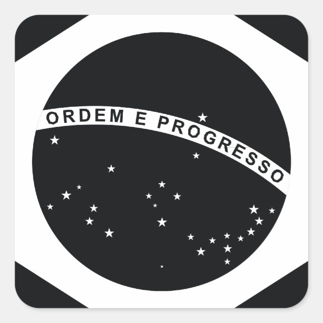 Adesivo Quadrado Bandeira do Brasil Negro (Frente)
