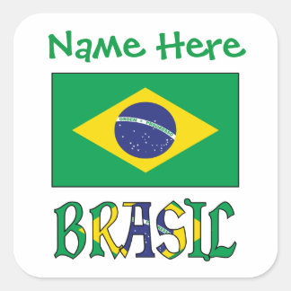 Adesivo Quadrado Bandeira do Brasil Personalized Flag Square Label