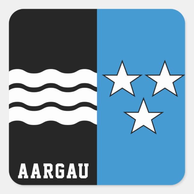 Adesivo Quadrado Bandeira do Cantão de Aargau (Frente)