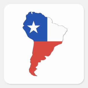 Adesivo Quadrado Bandeira do Chile em Mapa da América do Sul