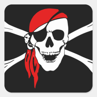 Adesivo Quadrado Bandeira do crânio do pirata
