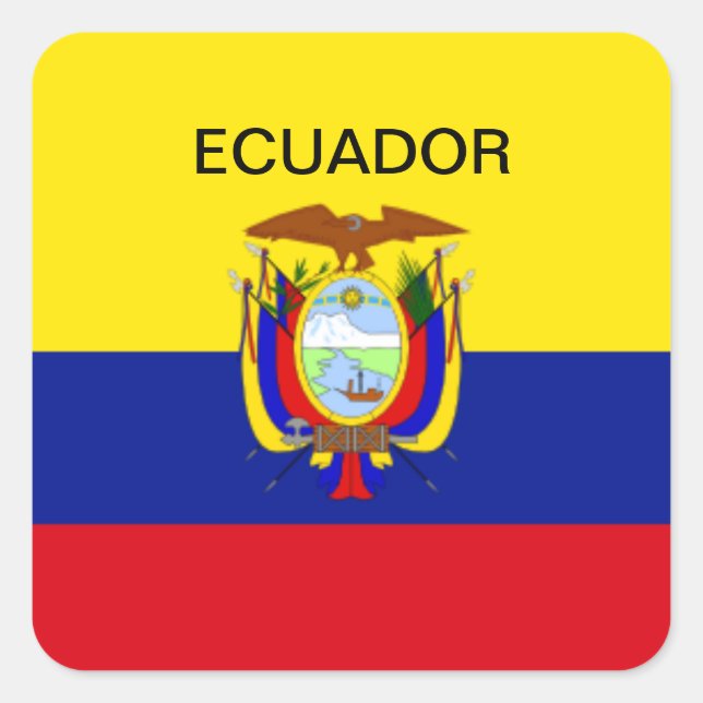 Adesivo Quadrado Bandeira do Equador (Frente)