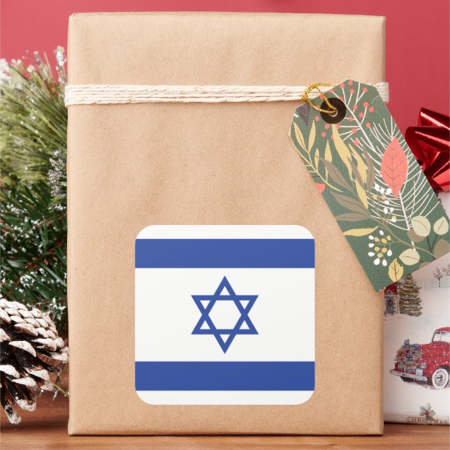 Adesivo Quadrado Bandeira do Estado de Israel, Estrela de Davi Juda (Feriado)