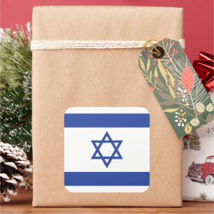 Adesivo Quadrado Bandeira do Estado de Israel, Estrela de Davi Juda