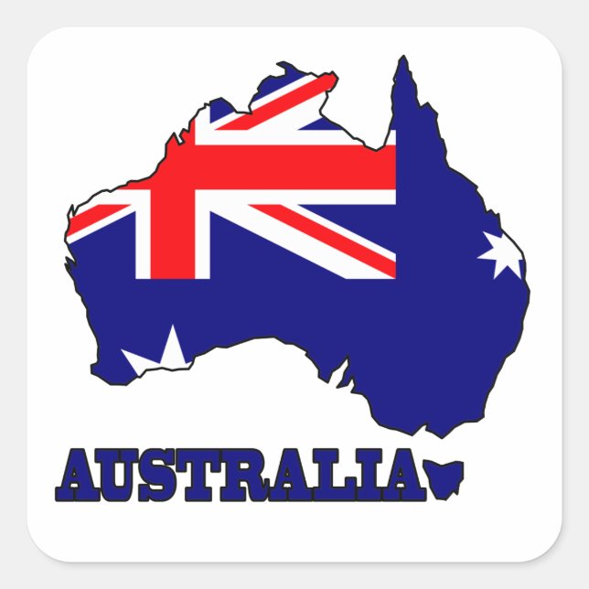Adesivo Quadrado Bandeira do mapa da Austrália (Frente)