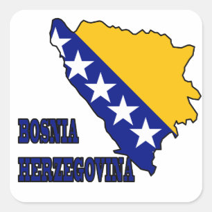 Adesivo Quadrado Bandeira do mapa da Bósnia-Herzegovina