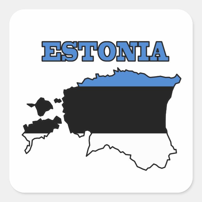 Adesivo Quadrado Bandeira do mapa da Estônia (Frente)
