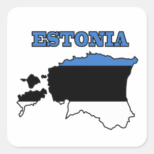 Adesivo Quadrado Bandeira do mapa da Estônia