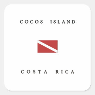 Adesivo Quadrado Bandeira do mergulho do mergulhador de Costa Rica