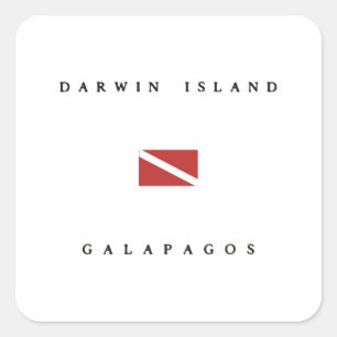 Adesivo Quadrado Bandeira do mergulho do mergulhador de Galápagos