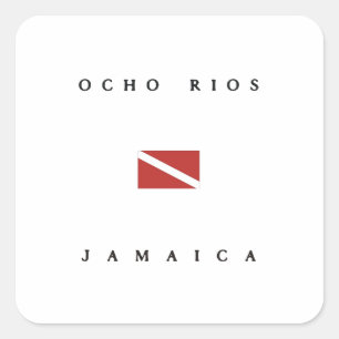 Adesivo Quadrado Bandeira do mergulho do mergulhador de Ocho Rios