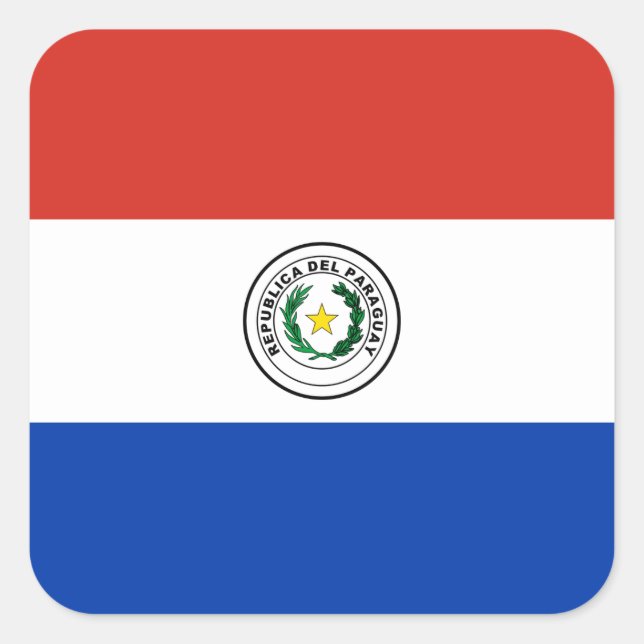 Adesivo Quadrado Bandeira do Mundo do Paraguai (Frente)