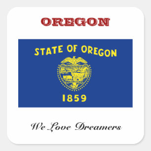 Adesivo Quadrado Bandeira do Oregon