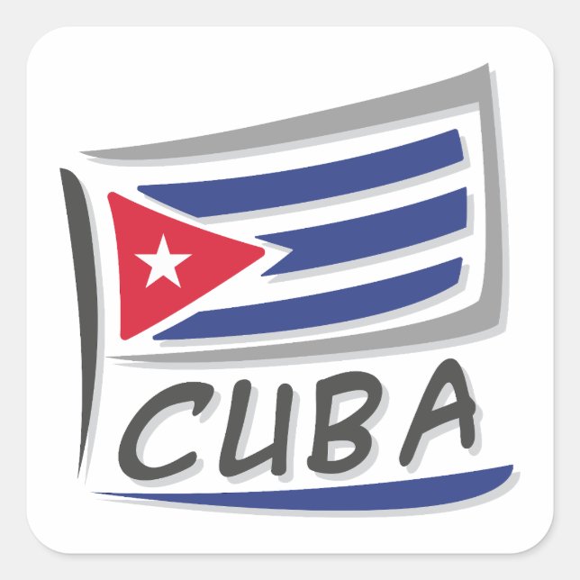 Adesivo Quadrado Bandeira do Orgulho X em Cuba (Frente)