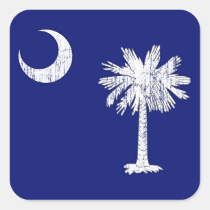 Adesivo Quadrado Bandeira do Palmetto de South Carolina