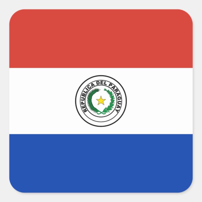 Adesivo Quadrado Bandeira do Paraguai (Paraguai) (Frente)