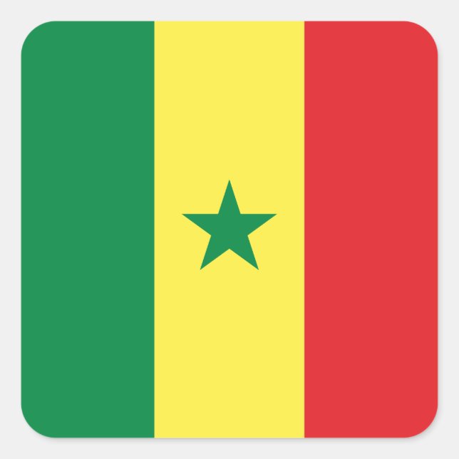 Adesivo Quadrado Bandeira do Senegal (Senegal) (Frente)