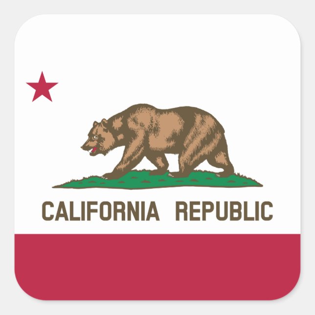 Adesivo Quadrado Bandeira do Urso da República da Califórnia: Calif (Frente)