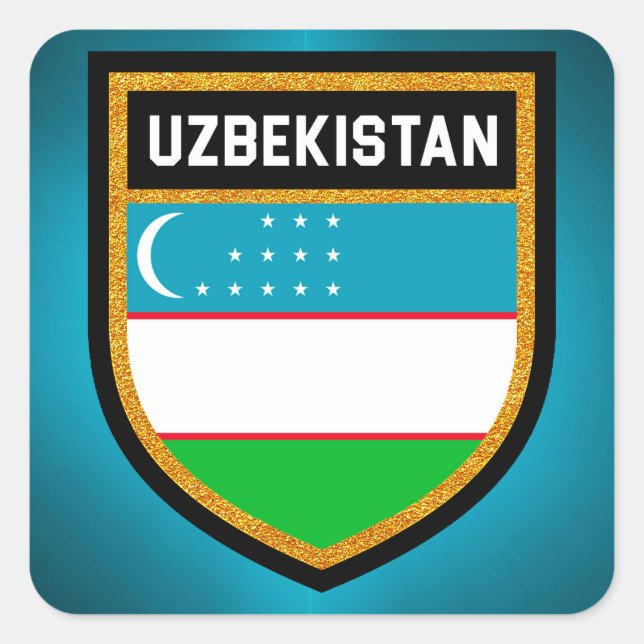 Adesivo Quadrado Bandeira do Usbequistão (Frente)