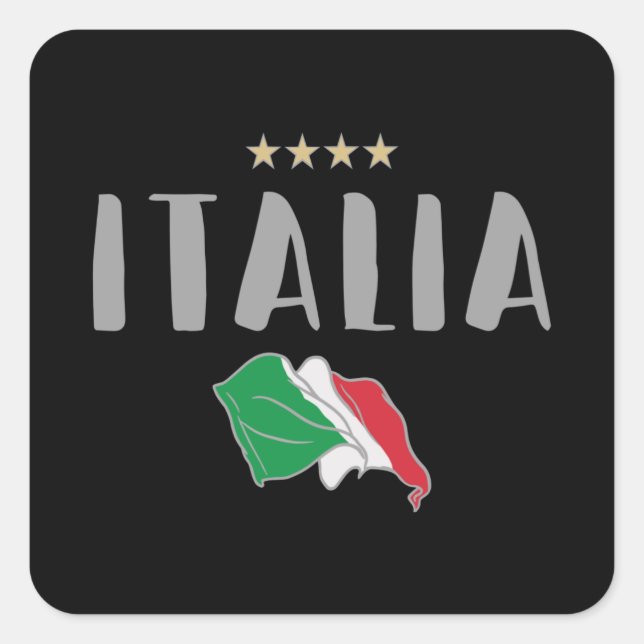 Adesivo Quadrado Bandeira do Ventilador de Futebol da Itália (Frente)