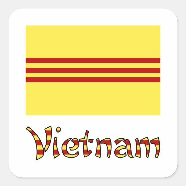 Adesivo Quadrado Bandeira do Vietname e do Vietname do Sul (Frente)
