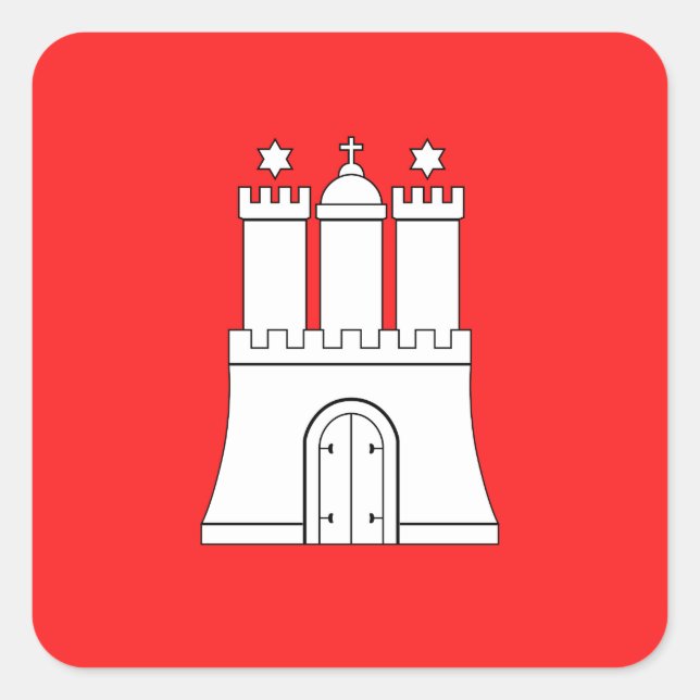 Adesivo Quadrado Bandeira do Vinheta Quadrado de Hamburgo (Frente)