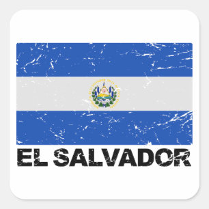 Adesivo Quadrado Bandeira do vintage de El Salvador