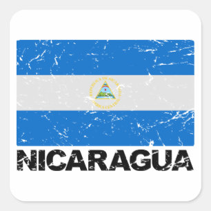 Adesivo Quadrado Bandeira do vintage de Nicarágua
