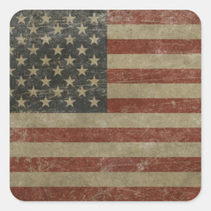 Adesivo Quadrado Bandeira dos Estados Unidos do vintage