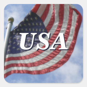 Adesivo Quadrado Bandeira dos Estados Unidos que voa EUA